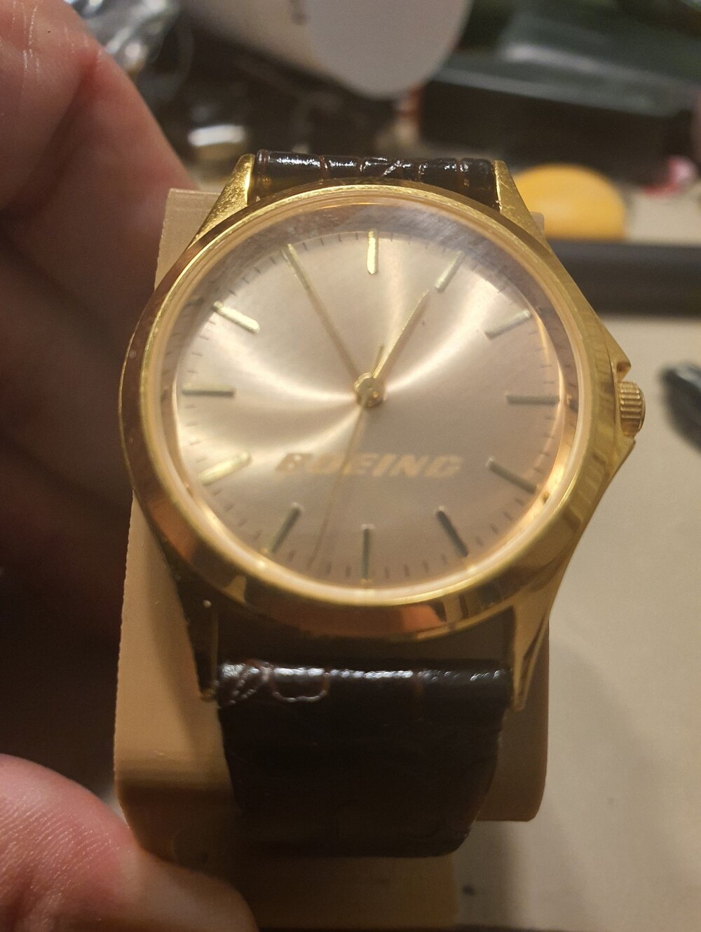 Boeing Goldtone Leather Promo Men's Watch